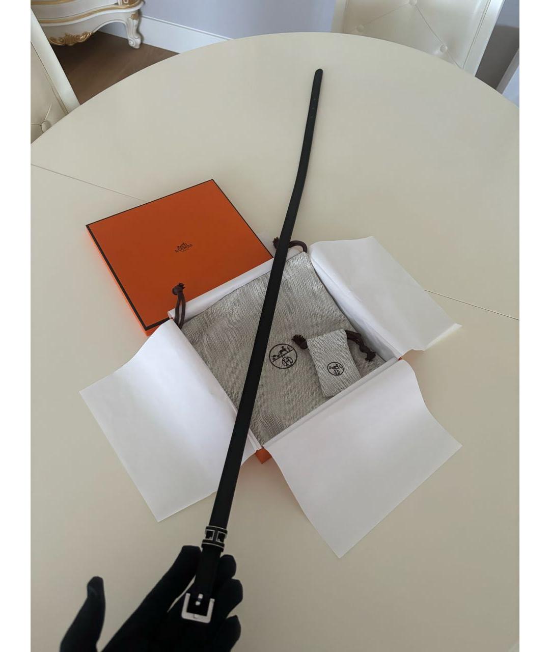 HERMES Черный кожаный ремень, фото 6