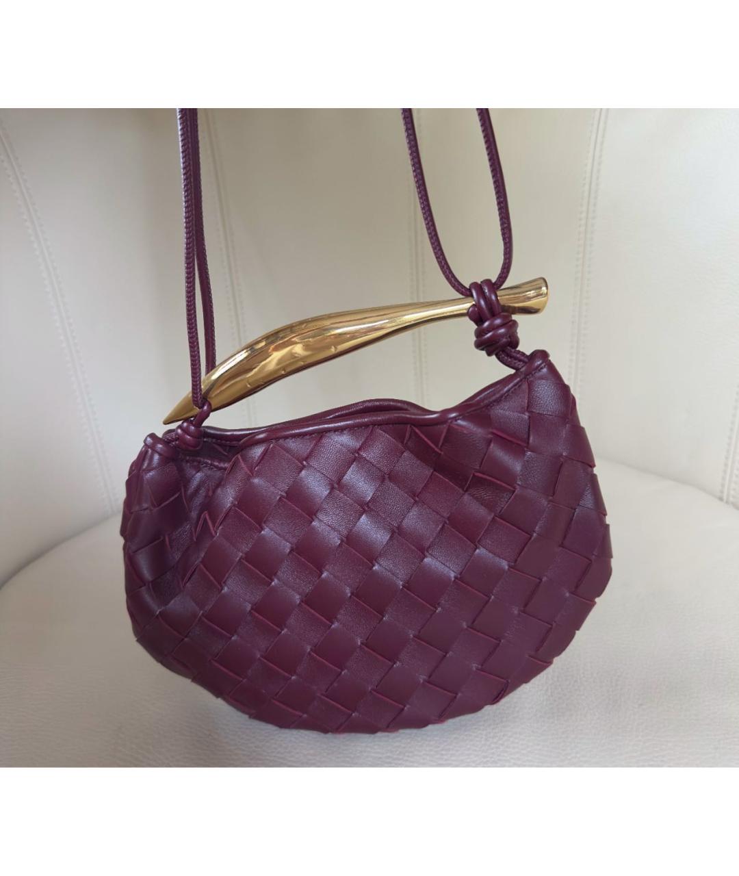 BOTTEGA VENETA Бордовая кожаная сумка с короткими ручками, фото 3