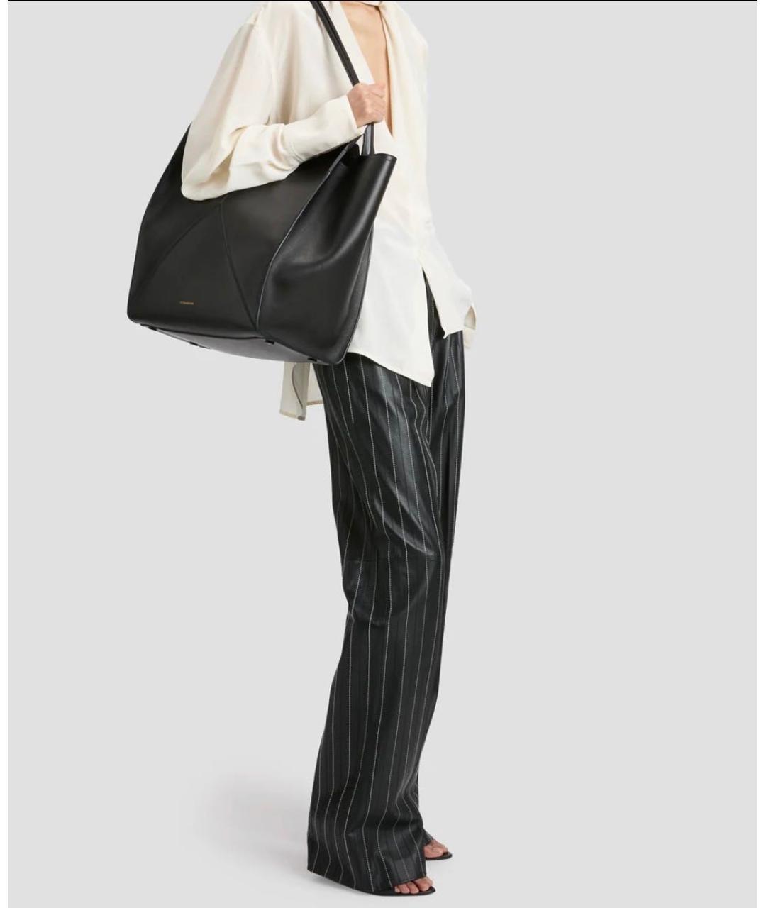 VICTORIA BECKHAM Черная кожаная сумка тоут, фото 3