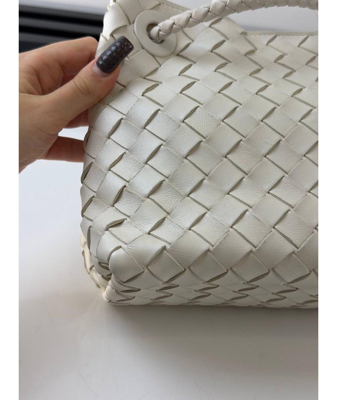 BOTTEGA VENETA Белая кожаная сумка тоут, фото 8