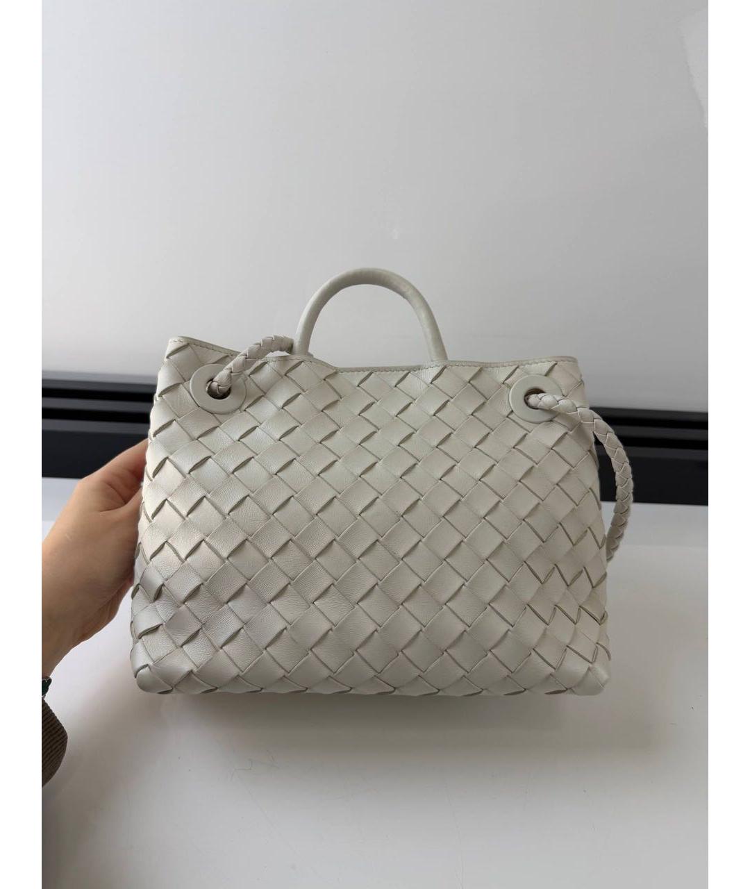 BOTTEGA VENETA Белая кожаная сумка тоут, фото 5