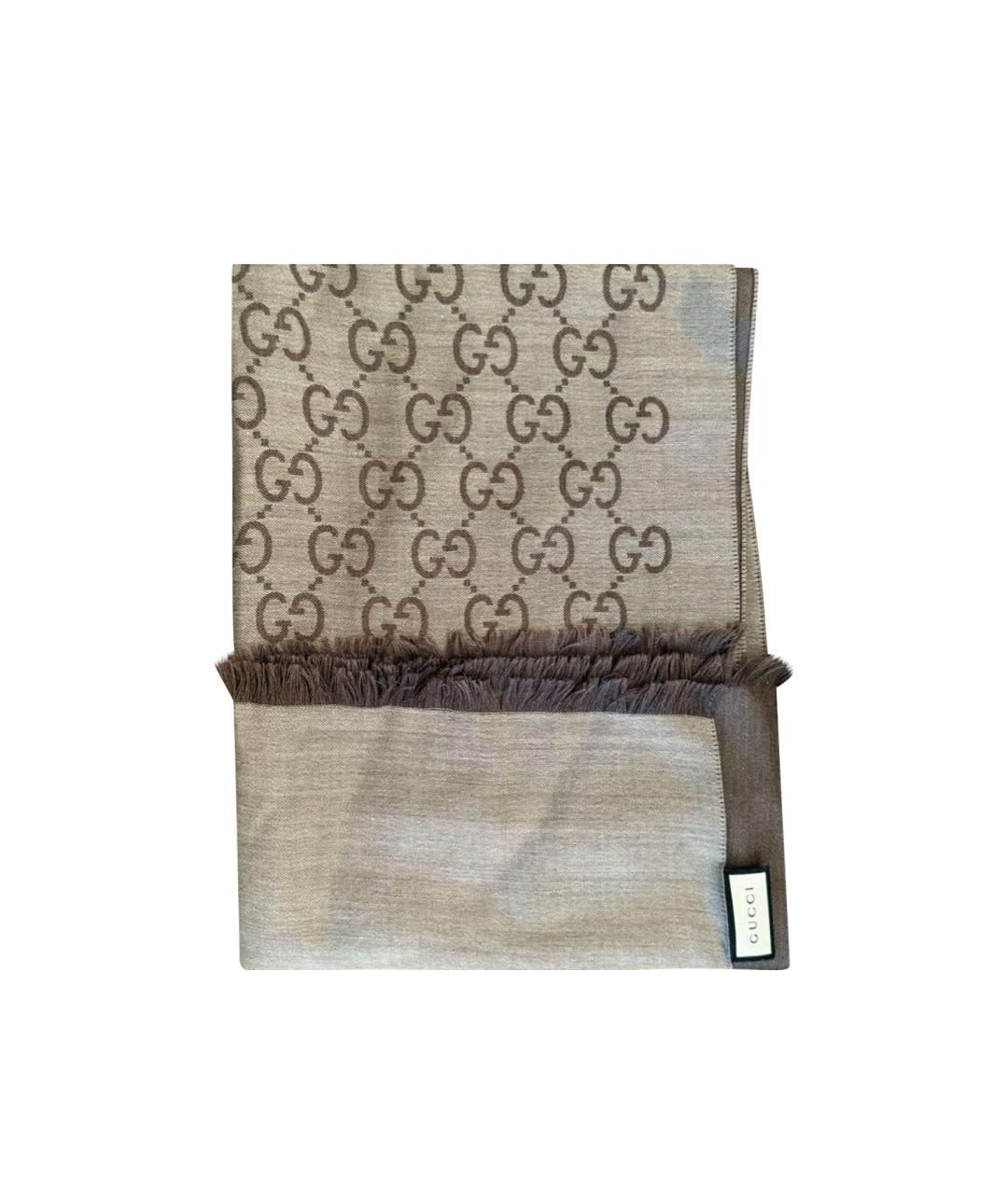 GUCCI Серый шелковый шарф, фото 1