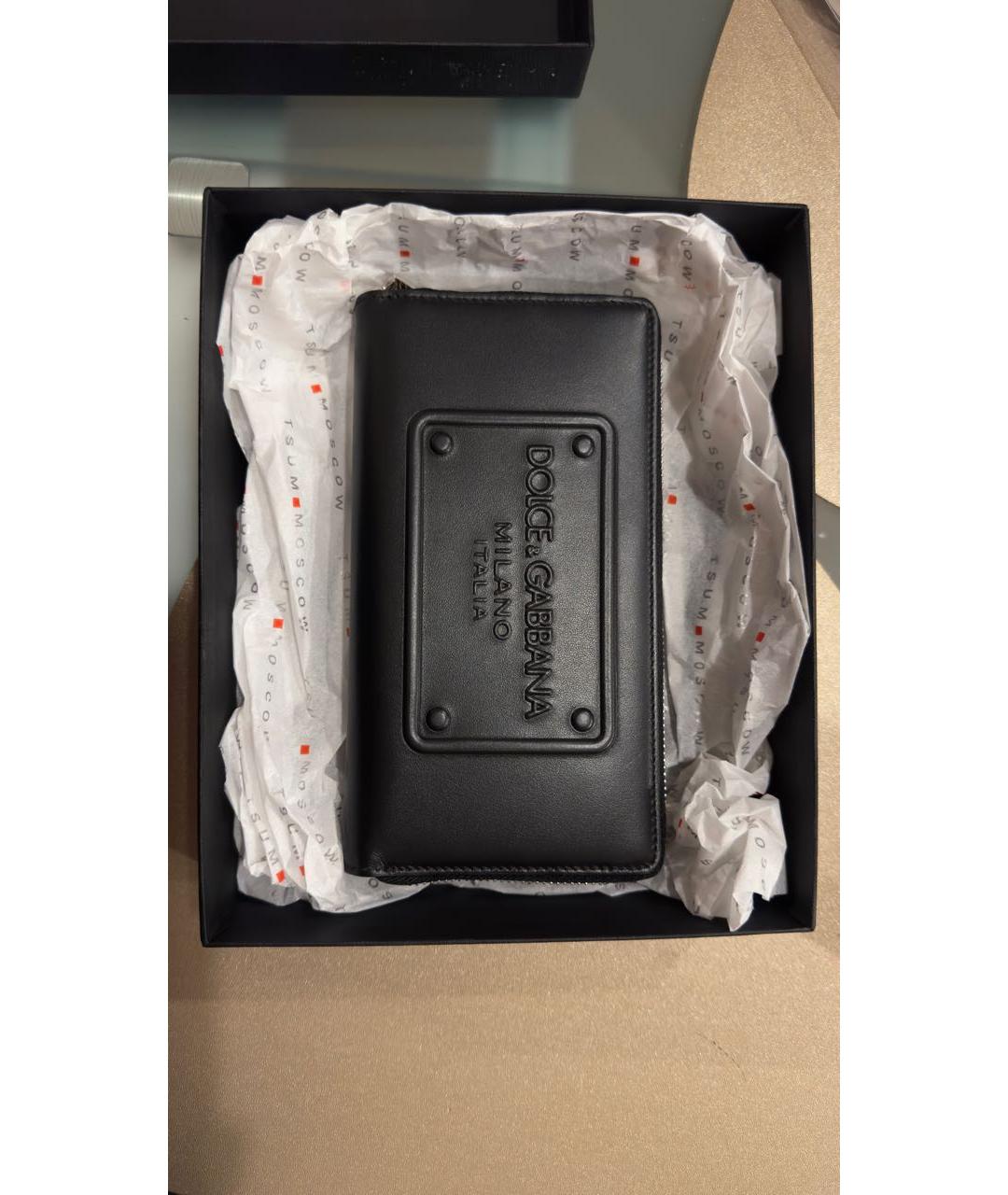 DOLCE&GABBANA Черный кожаный кошелек, фото 4