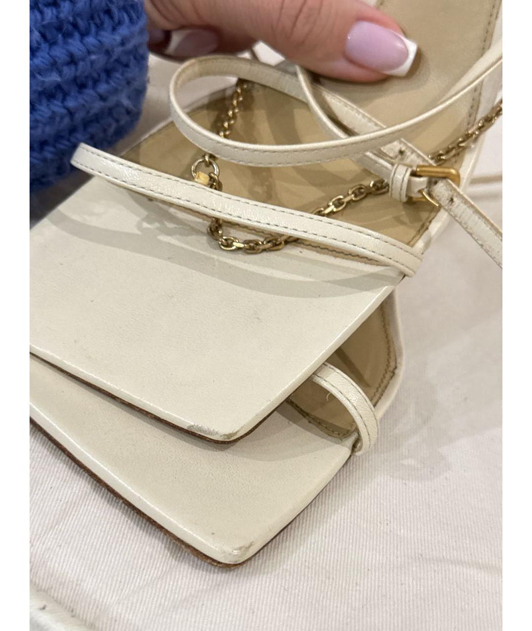 BOTTEGA VENETA Бежевые кожаные босоножки, фото 5