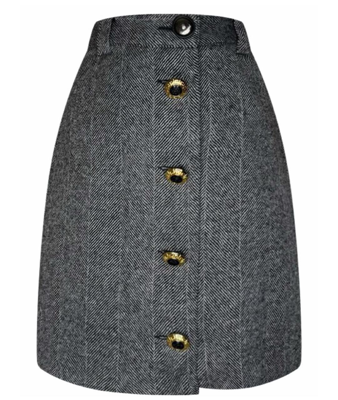 VERSACE Серая шерстяная юбка мини, фото 9