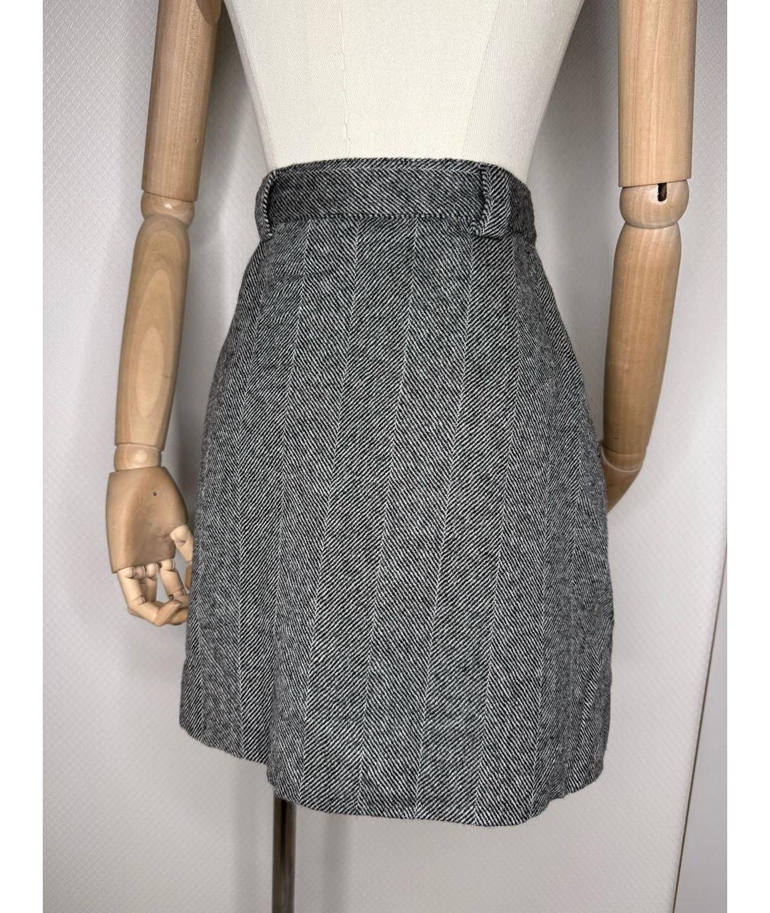 VERSACE Серая шерстяная юбка мини, фото 4