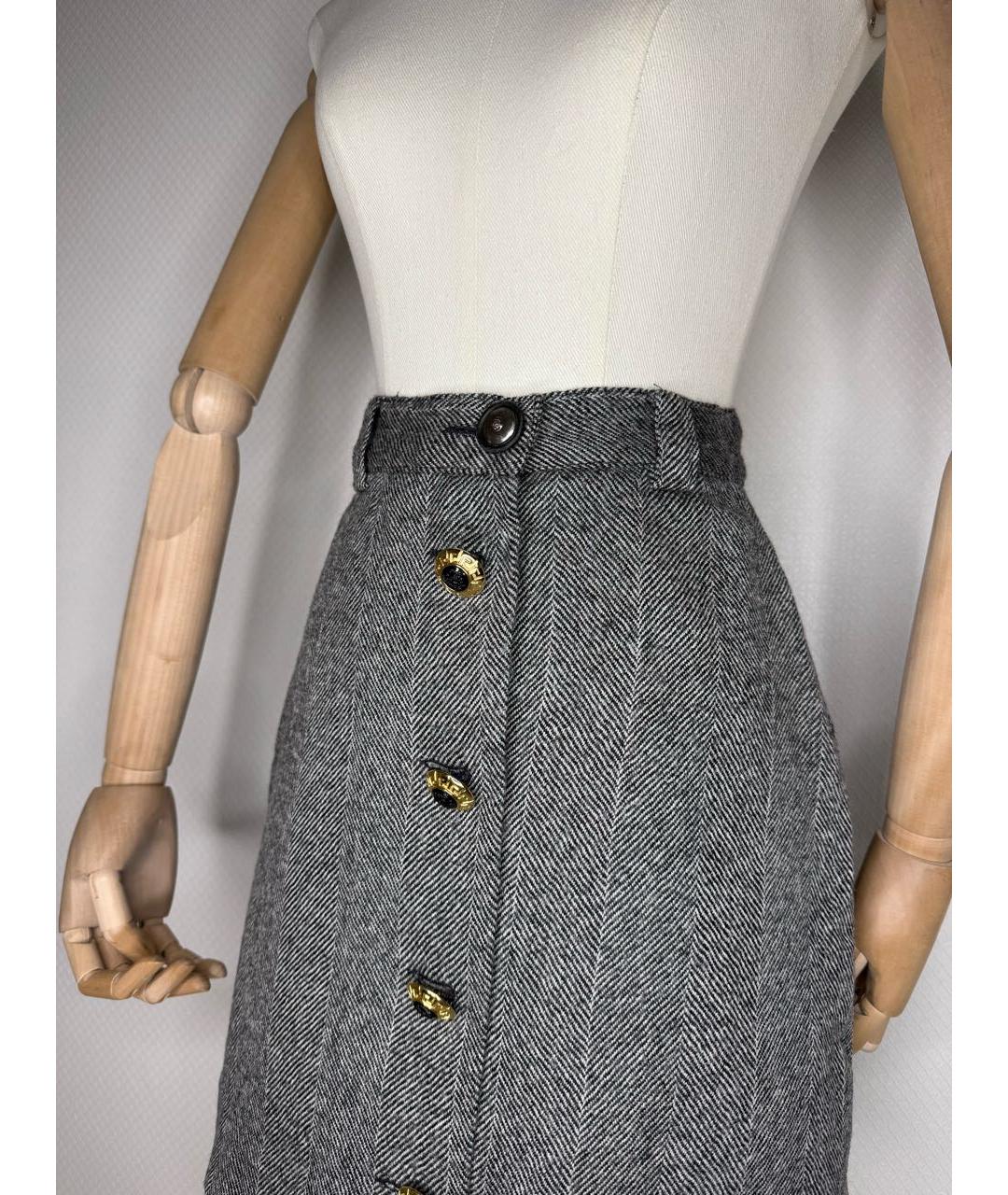 VERSACE Серая шерстяная юбка мини, фото 6