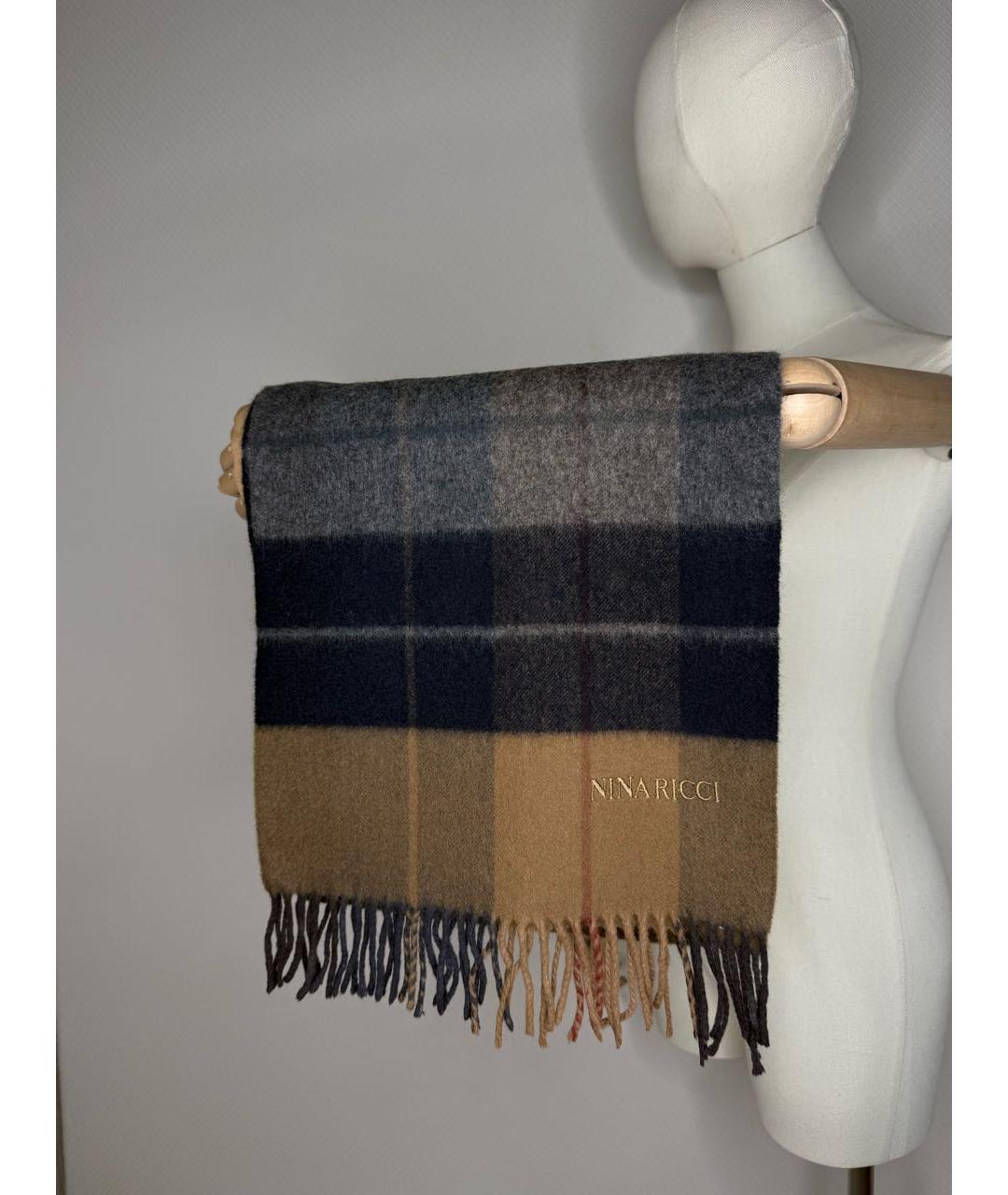 NINA RICCI Коричневый кашемировый шарф, фото 4