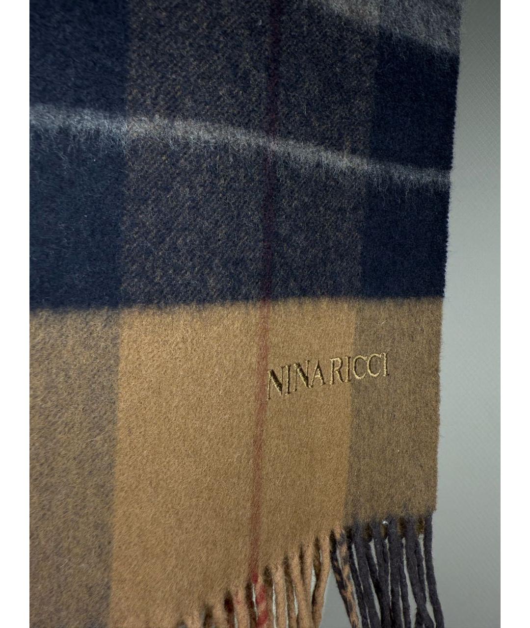 NINA RICCI Коричневый кашемировый шарф, фото 8