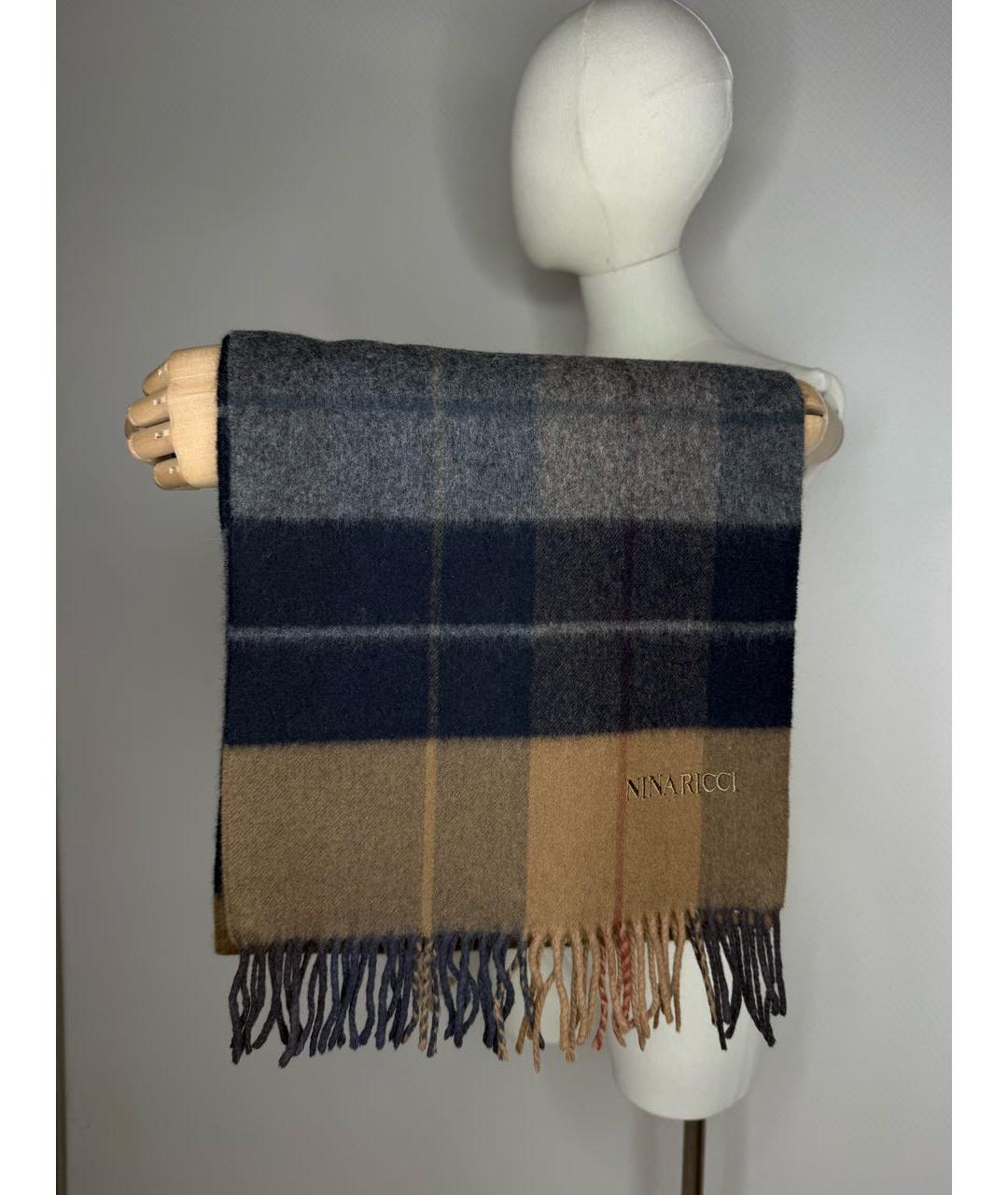 NINA RICCI Коричневый кашемировый шарф, фото 3