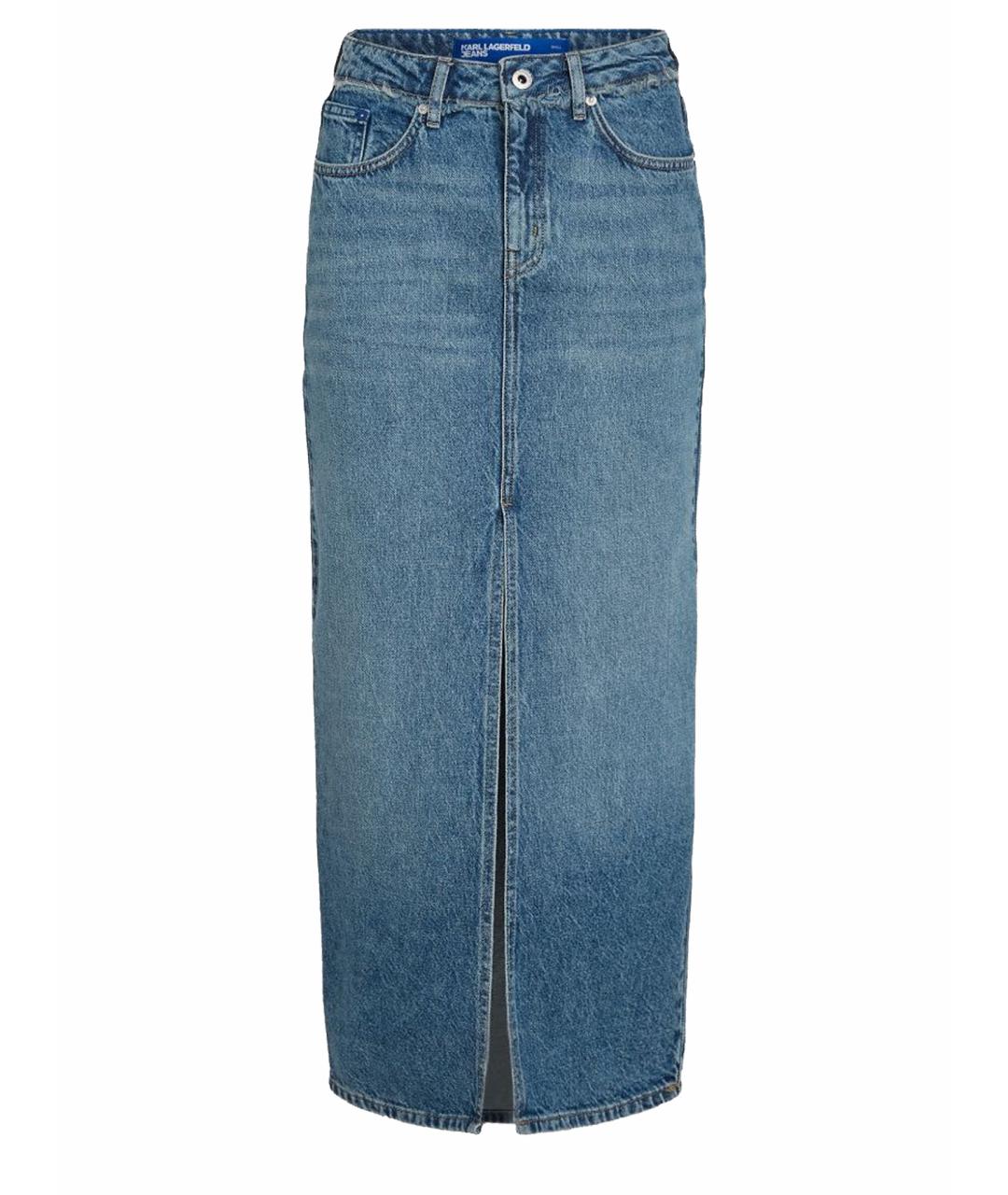 KARL LAGERFELD Голубая хлопковая юбка макси, фото 1