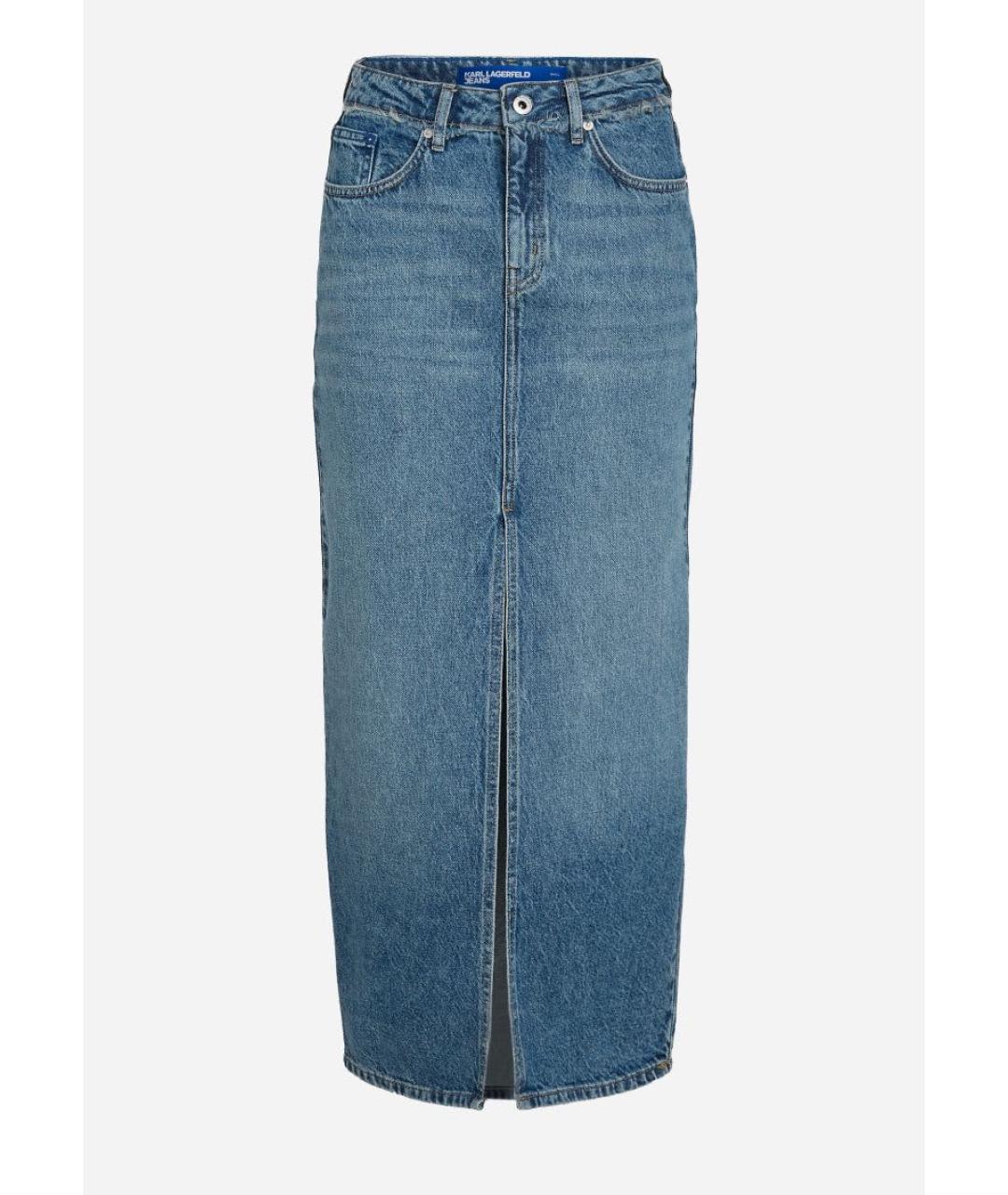 KARL LAGERFELD Голубая хлопковая юбка макси, фото 7