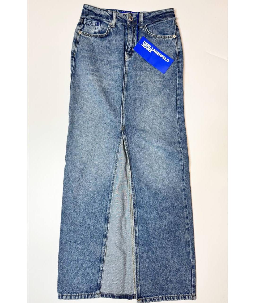 KARL LAGERFELD Голубая хлопковая юбка макси, фото 4