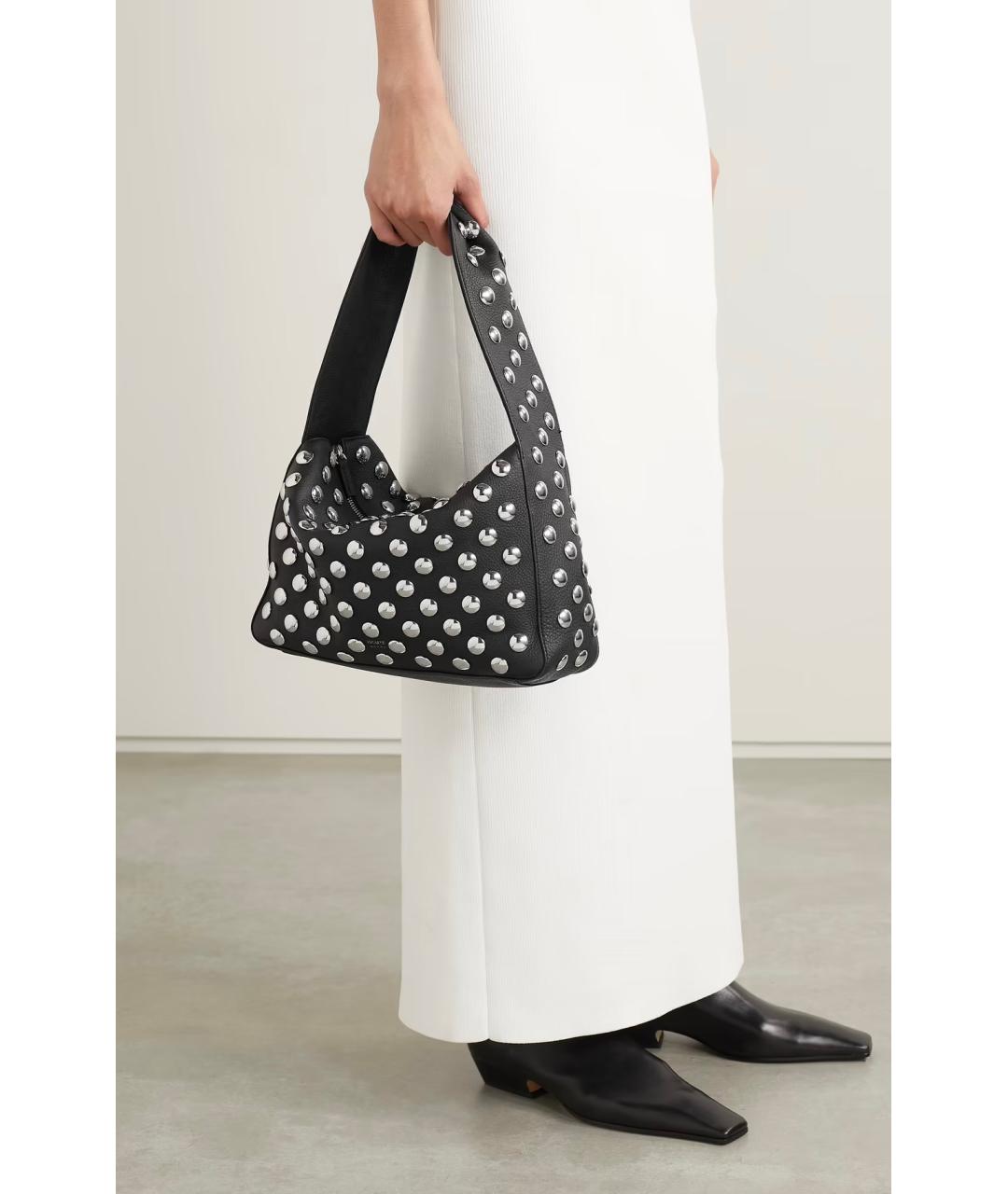 KHAITE Черная кожаная сумка с короткими ручками, фото 2