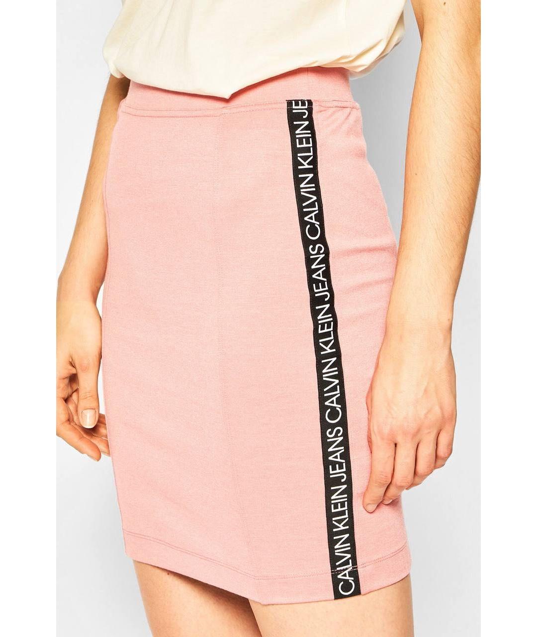 CALVIN KLEIN Розовая хлопко-эластановая юбка мини, фото 3