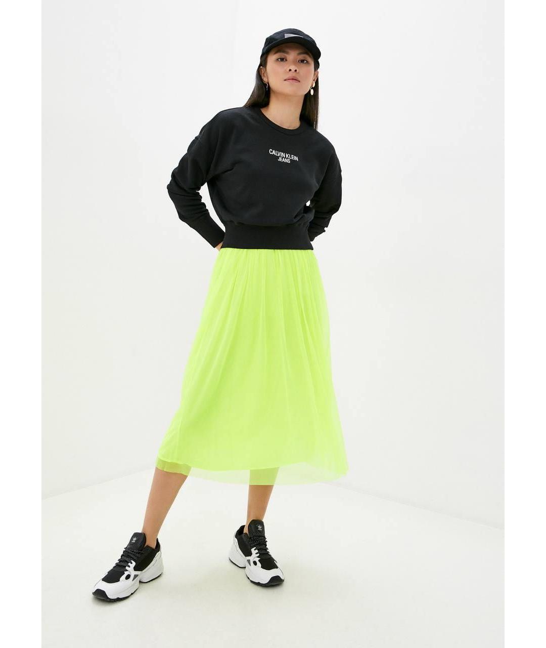 CALVIN KLEIN Салатовая полиэстеровая юбка миди, фото 3