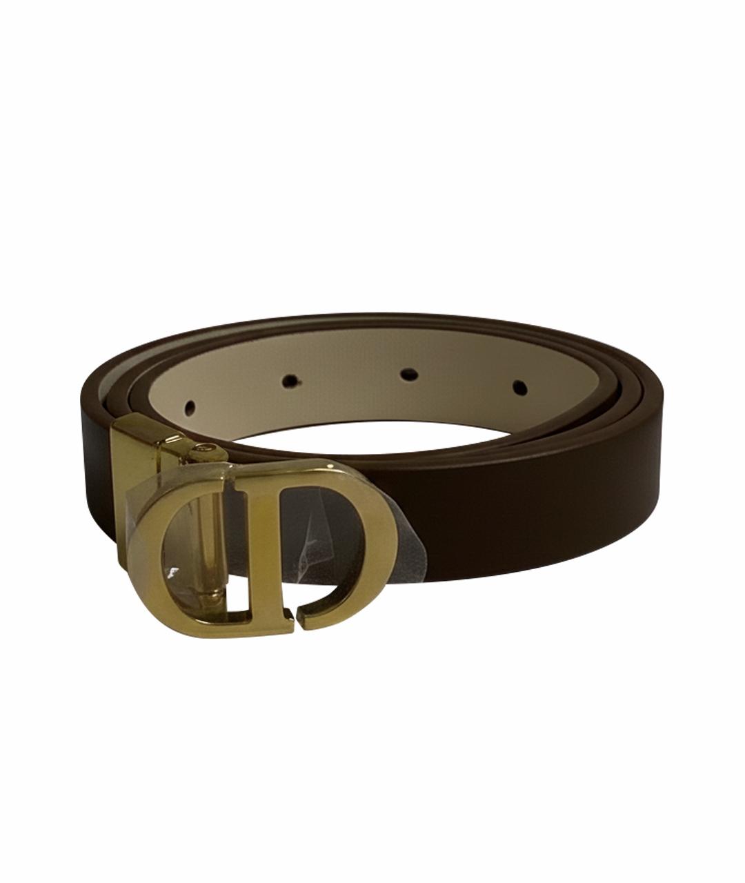 CHRISTIAN DIOR Коричневый кожаный ремень, фото 1