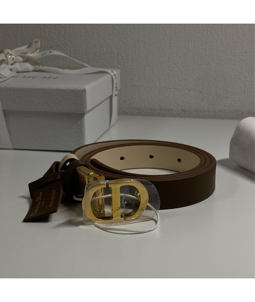 CHRISTIAN DIOR Коричневый кожаный ремень, фото 7