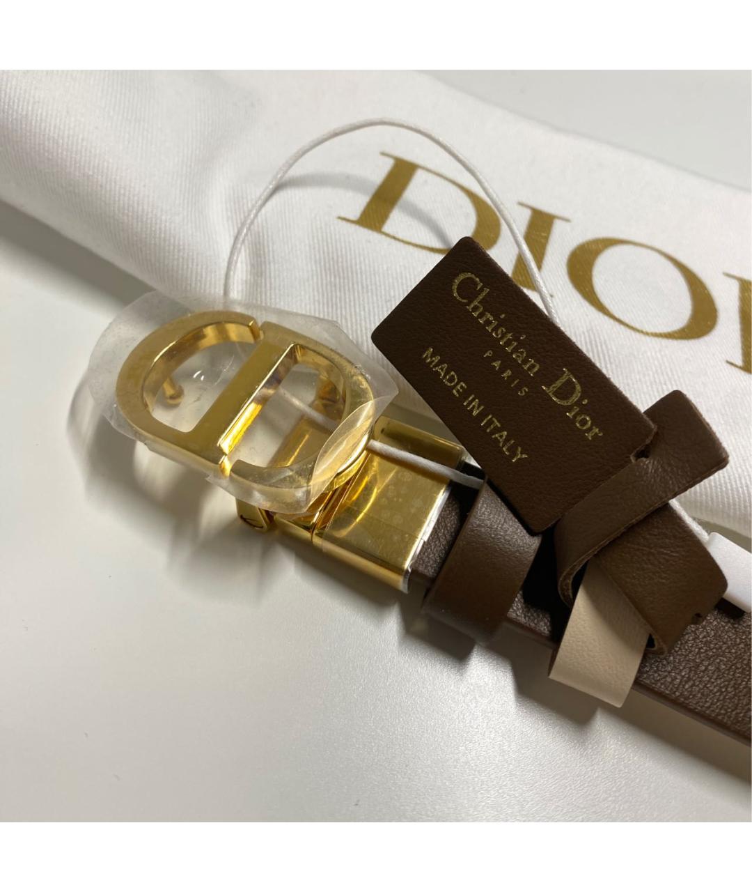 CHRISTIAN DIOR Коричневый кожаный ремень, фото 4