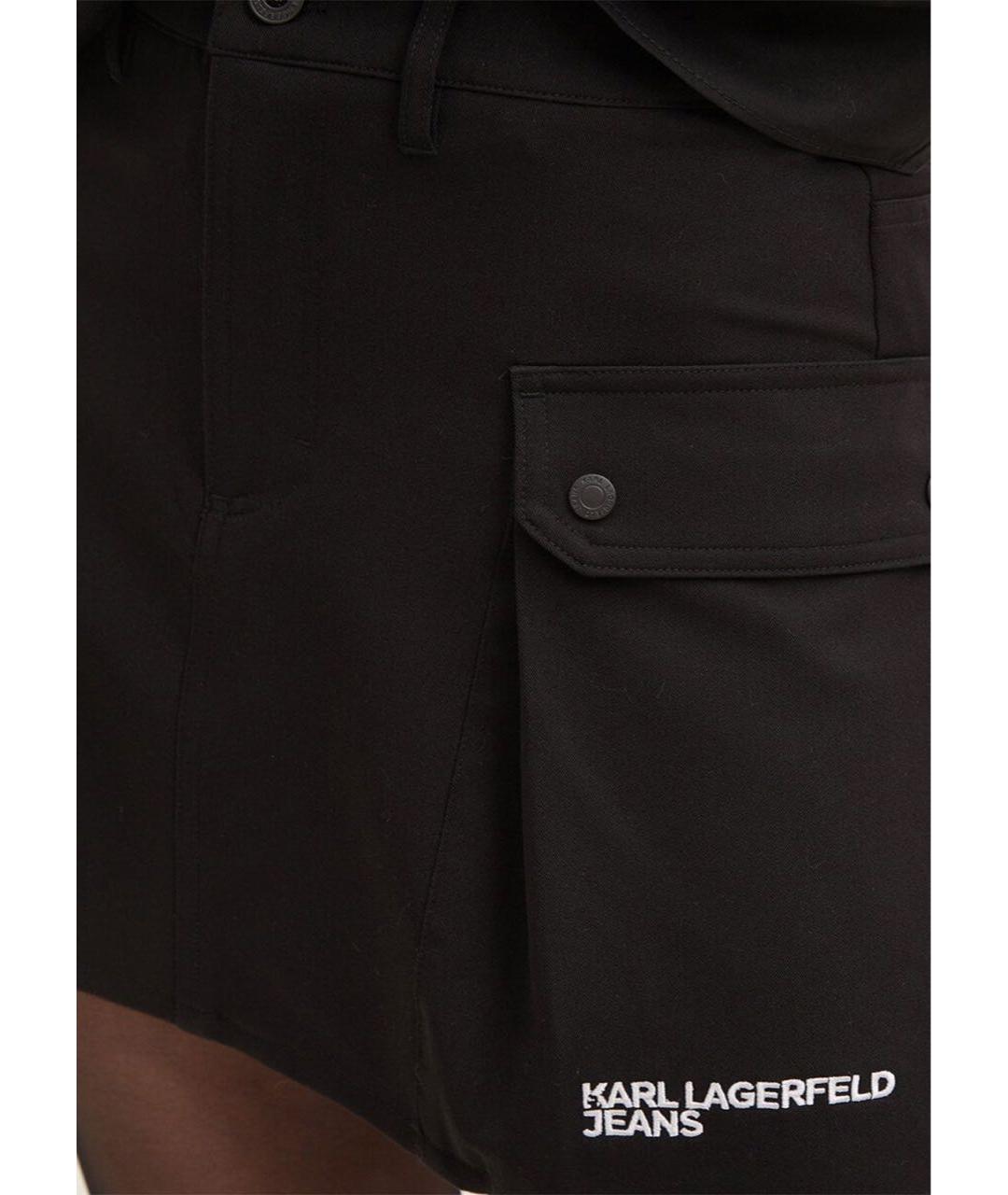 KARL LAGERFELD Черная полиэстеровая юбка мини, фото 5