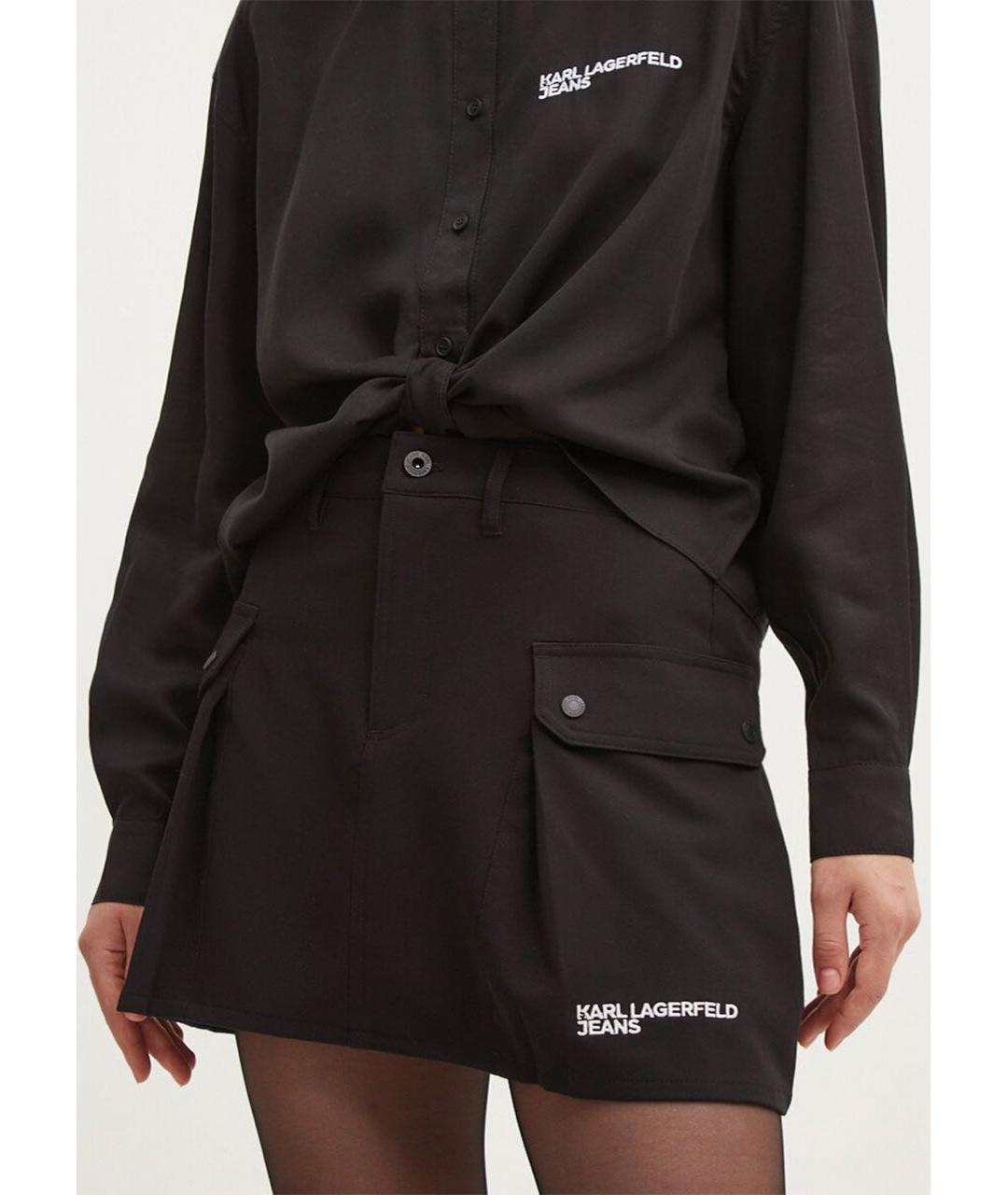 KARL LAGERFELD Черная полиэстеровая юбка мини, фото 3
