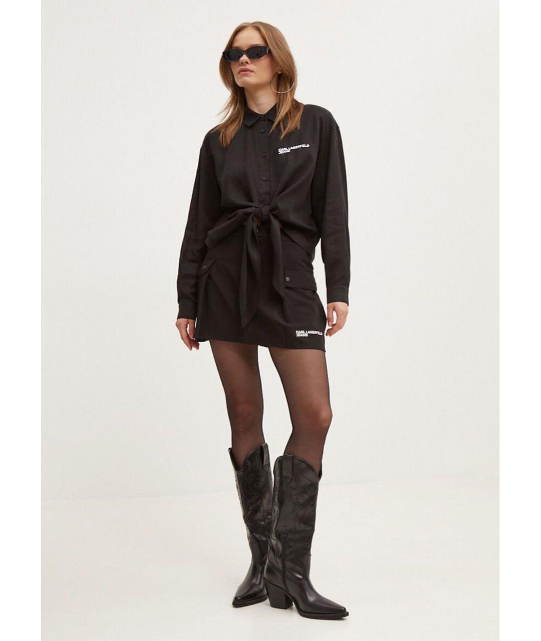 KARL LAGERFELD Черная полиэстеровая юбка мини, фото 2