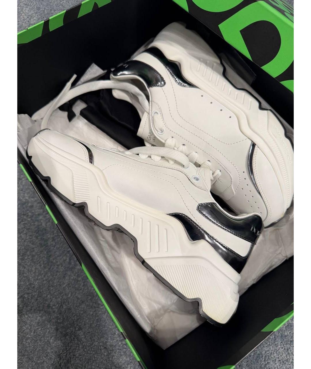 DOLCE&GABBANA Белые кожаные кроссовки, фото 3