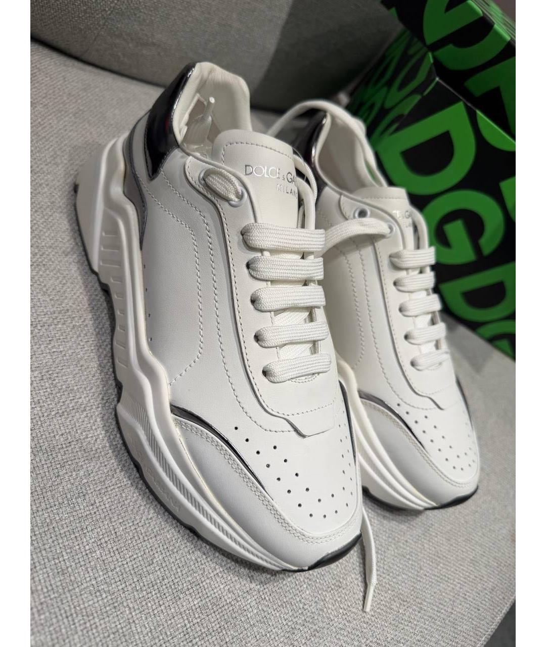 DOLCE&GABBANA Белые кожаные кроссовки, фото 2