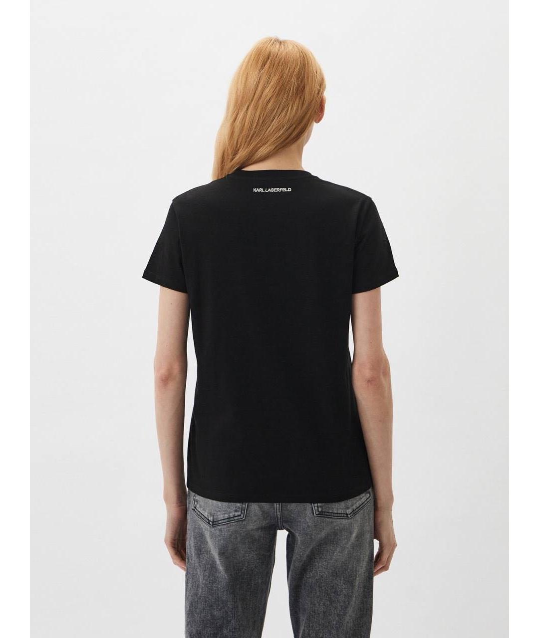 KARL LAGERFELD Черная хлопко-эластановая футболка, фото 3