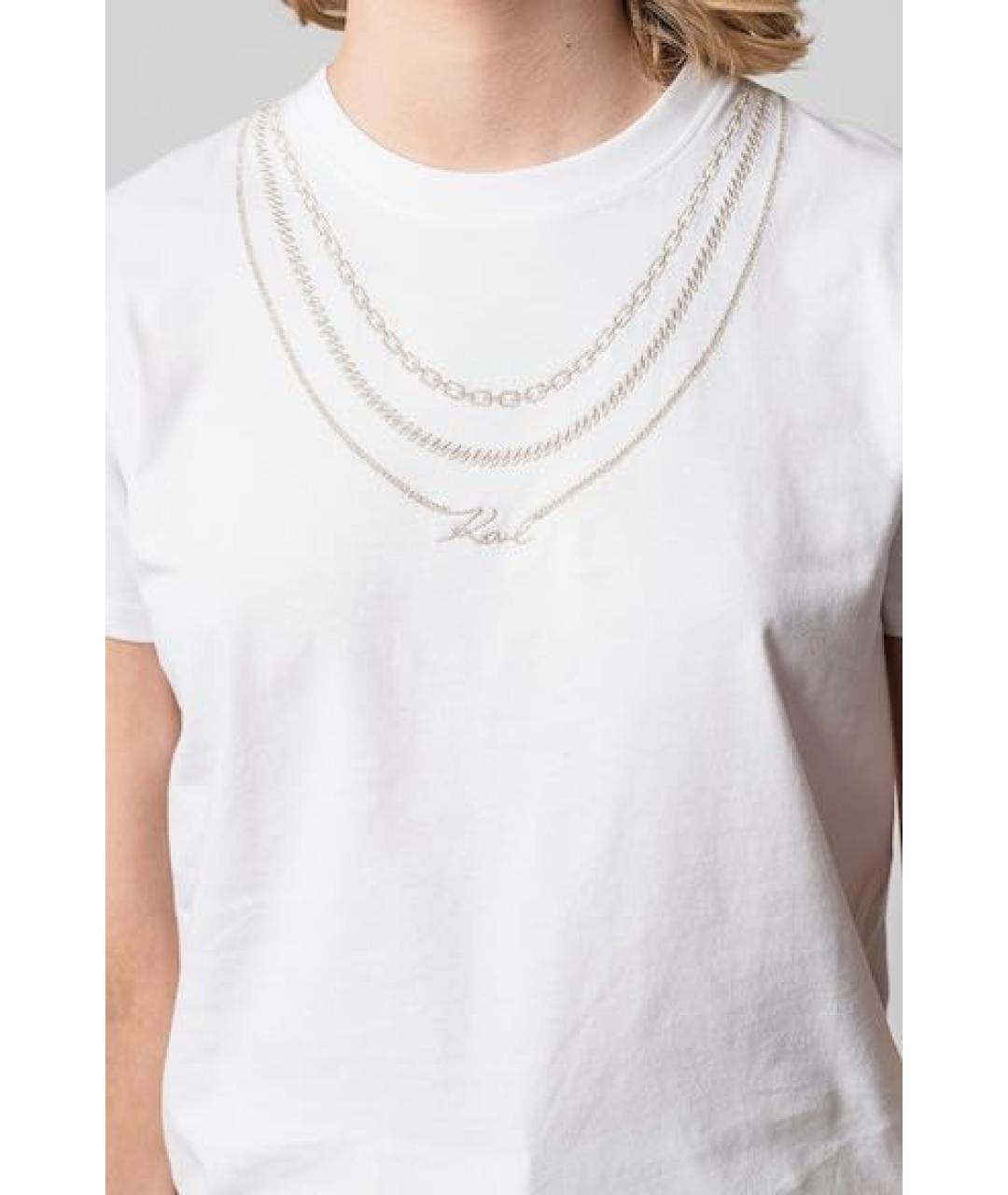 KARL LAGERFELD Белая хлопко-эластановая футболка, фото 5