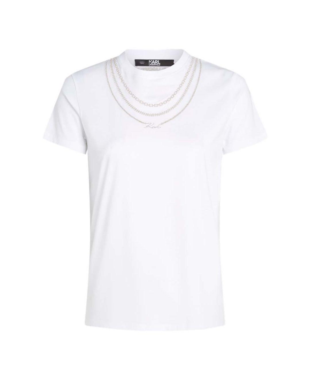 KARL LAGERFELD Белая хлопко-эластановая футболка, фото 1