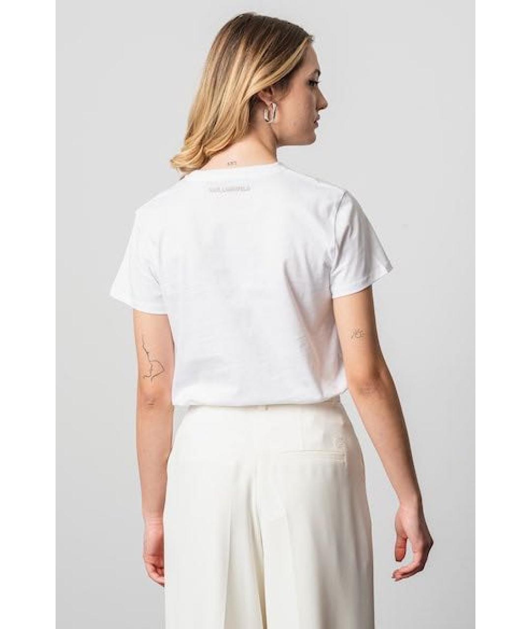 KARL LAGERFELD Белая хлопко-эластановая футболка, фото 4