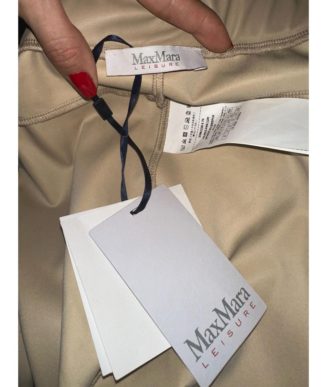 MAX MARA Бежевые полиэстеровые леггинсы и велосипедки, фото 7