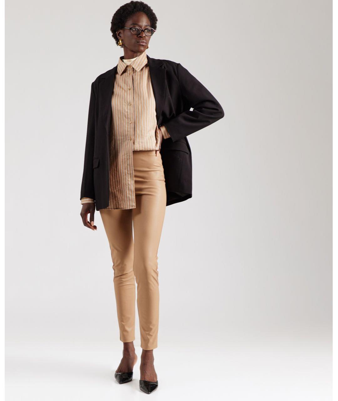 MAX MARA Бежевые полиэстеровые леггинсы и велосипедки, фото 3