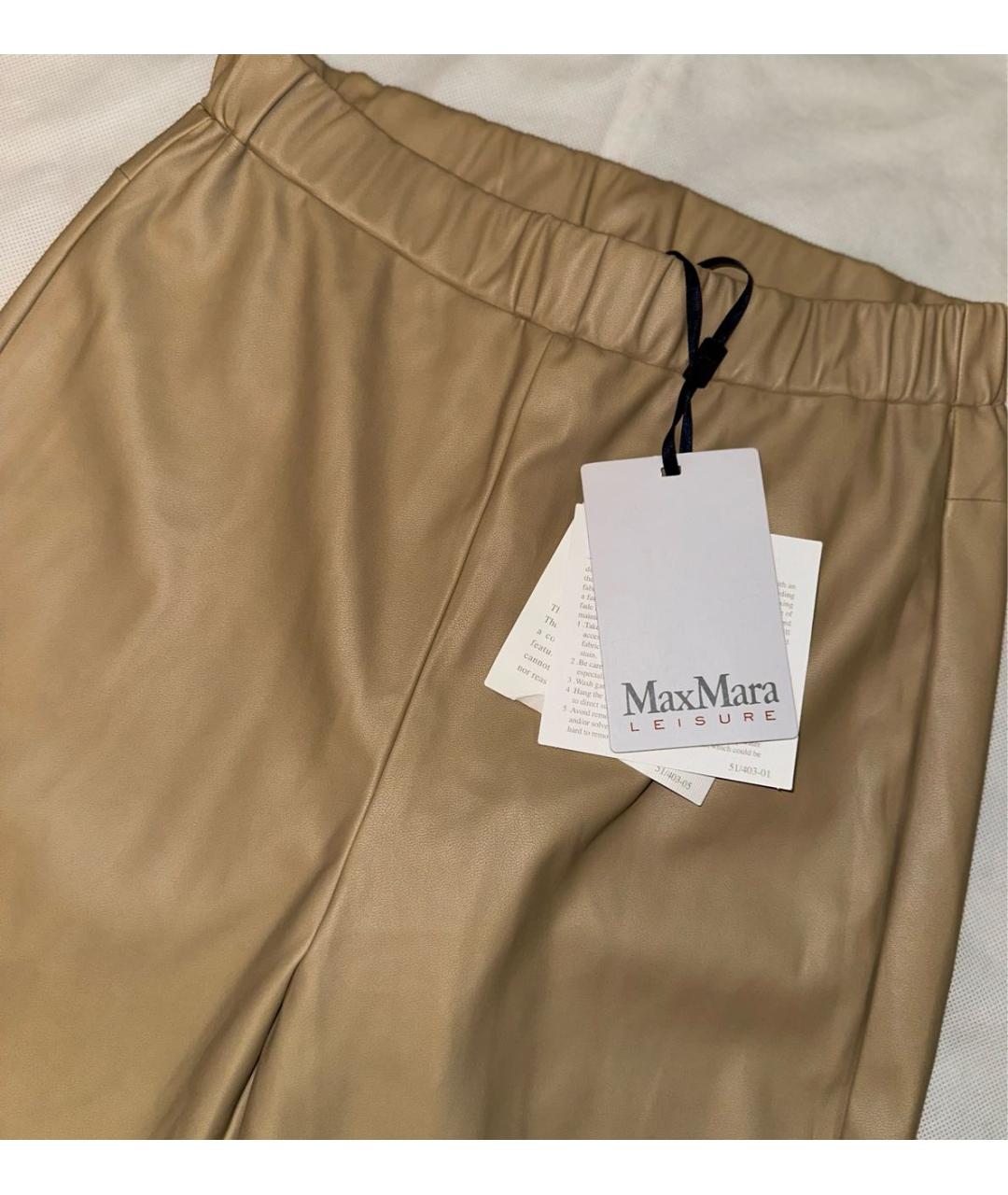 MAX MARA Бежевые полиэстеровые леггинсы и велосипедки, фото 4