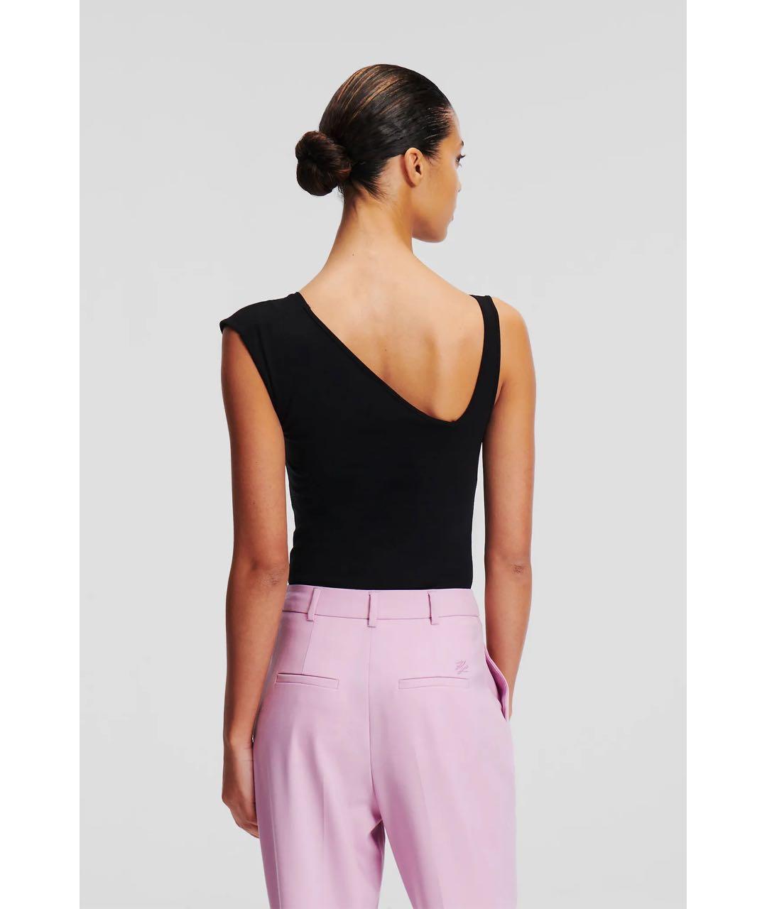 KARL LAGERFELD Черное хлопко-эластановое боди, фото 4