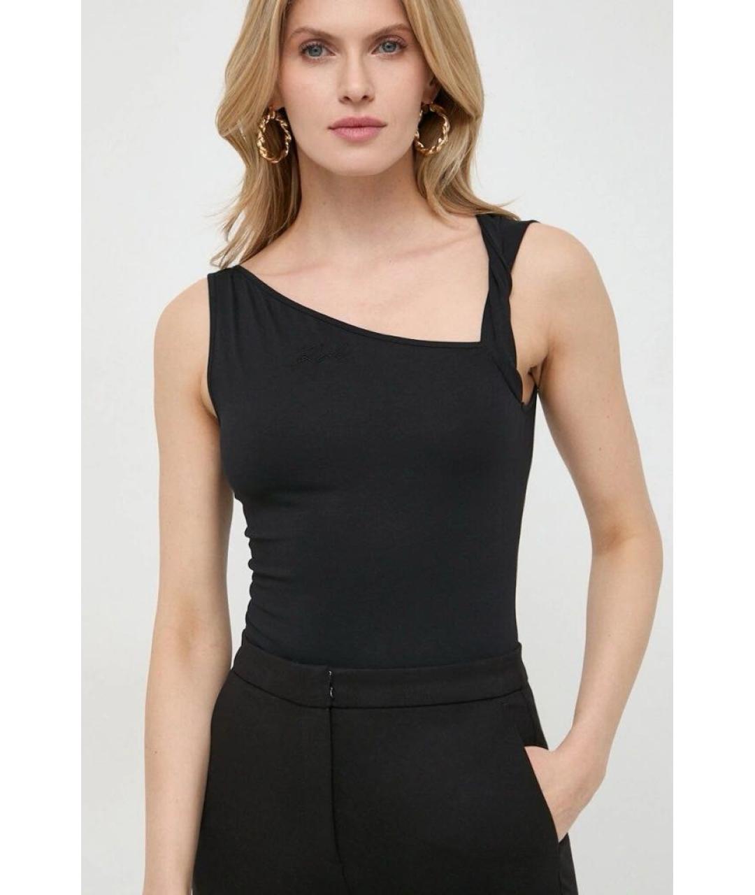 KARL LAGERFELD Черное хлопко-эластановое боди, фото 2