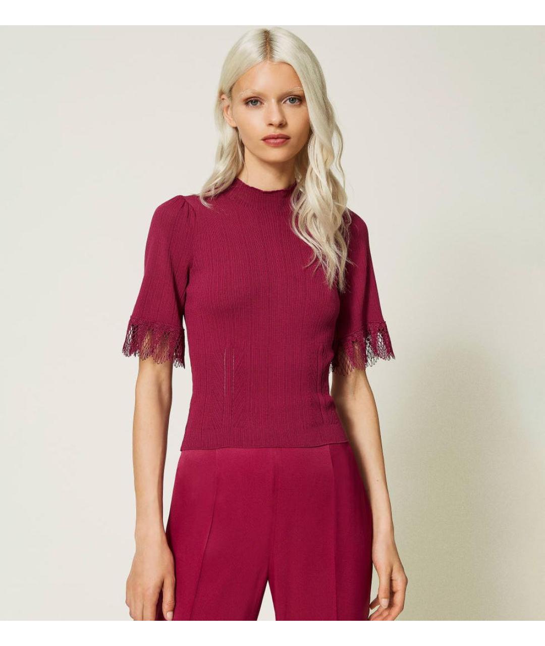 TWIN-SET Бордовый вискозный джемпер / свитер, фото 2