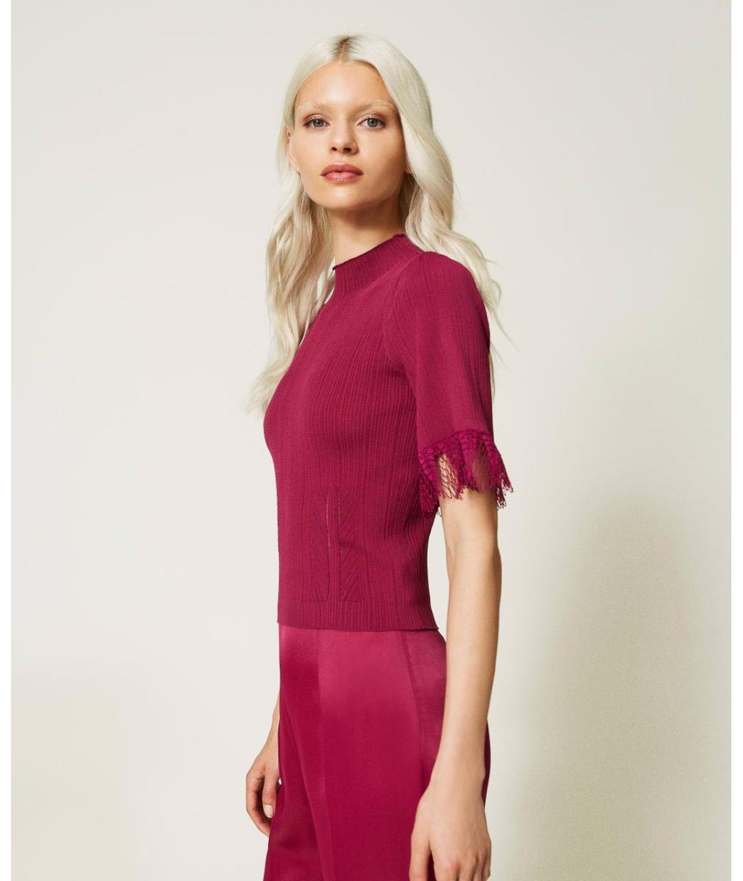 TWIN-SET Бордовый вискозный джемпер / свитер, фото 4