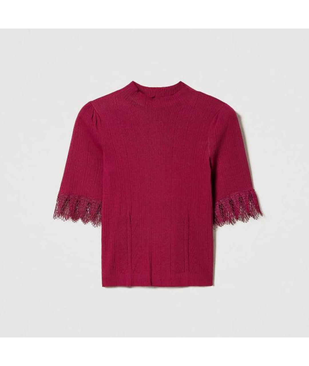 TWIN-SET Бордовый вискозный джемпер / свитер, фото 9