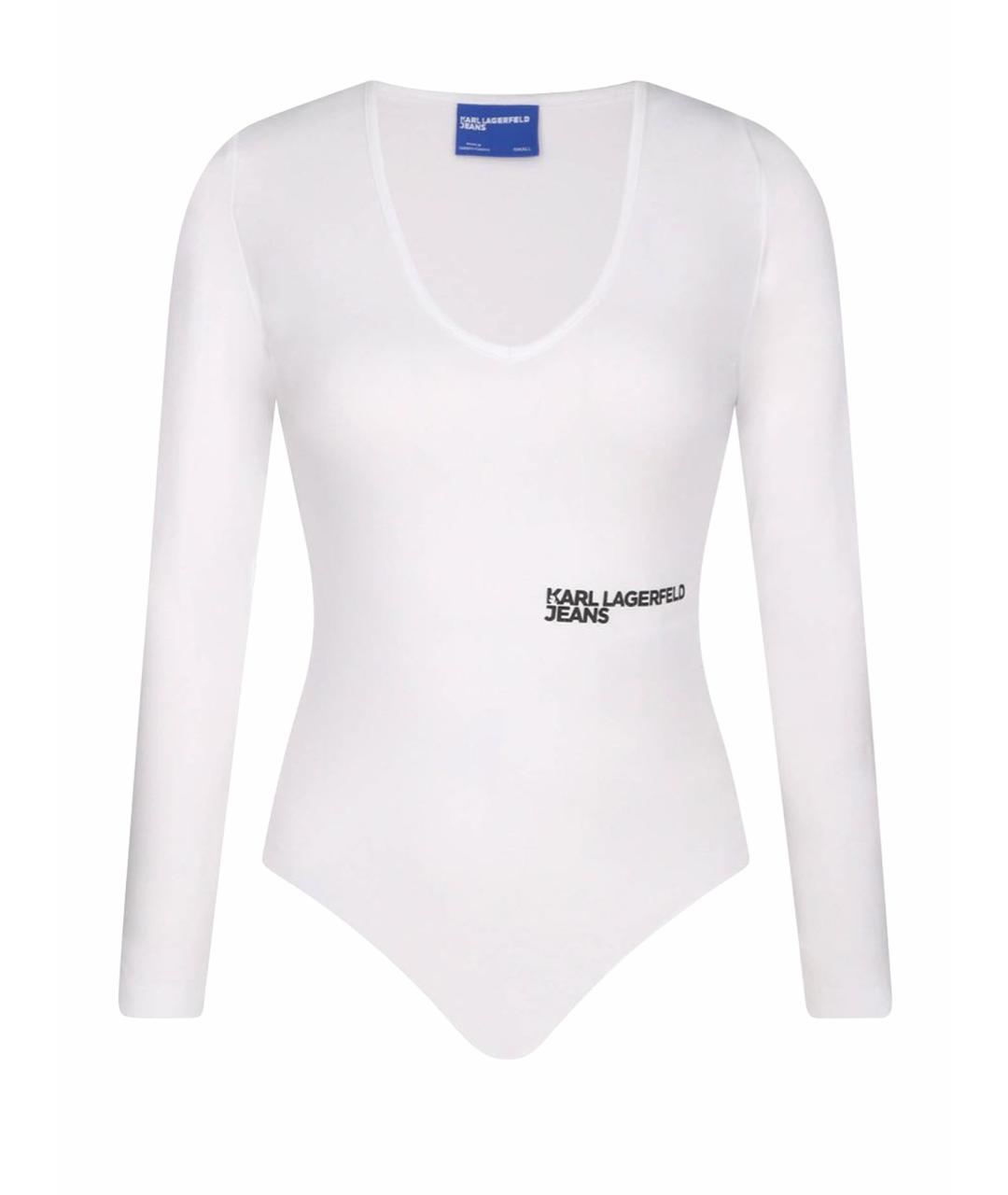 KARL LAGERFELD Белое хлопко-эластановое боди, фото 1