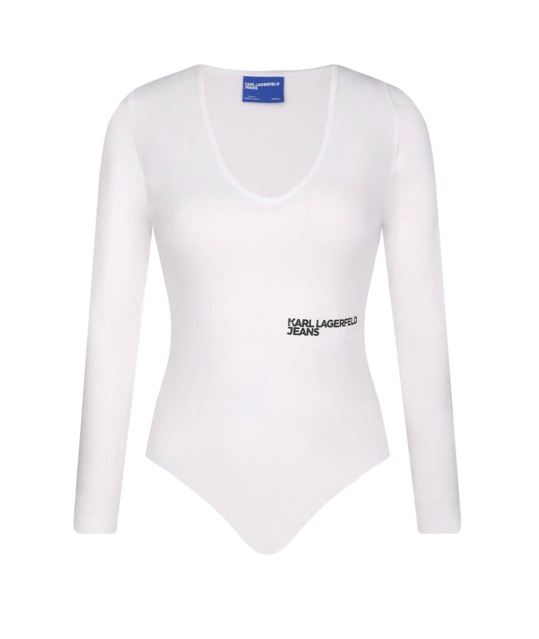 KARL LAGERFELD Белое хлопко-эластановое боди, фото 5