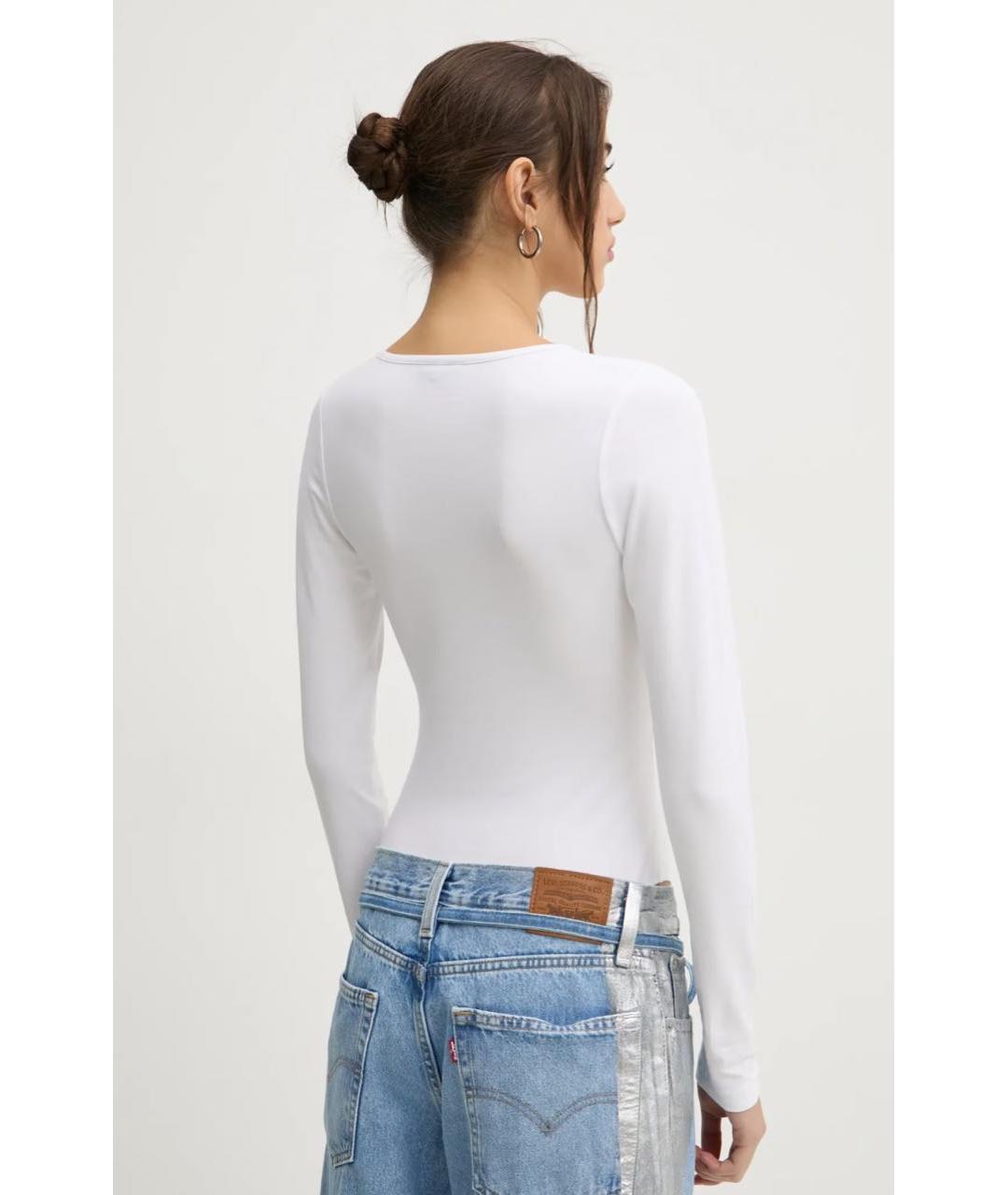 KARL LAGERFELD Белое хлопко-эластановое боди, фото 3