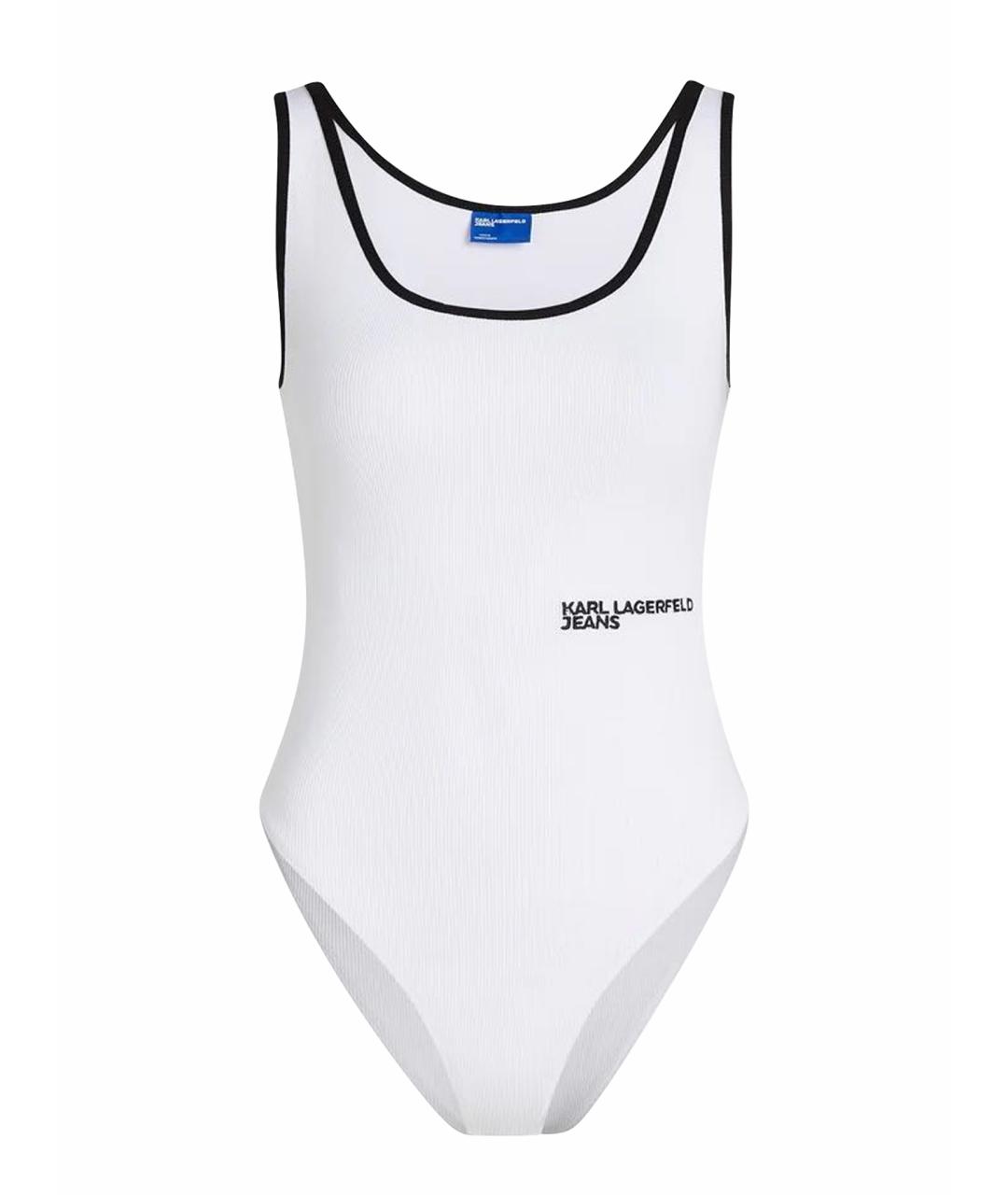 KARL LAGERFELD Белое хлопко-эластановое боди, фото 1