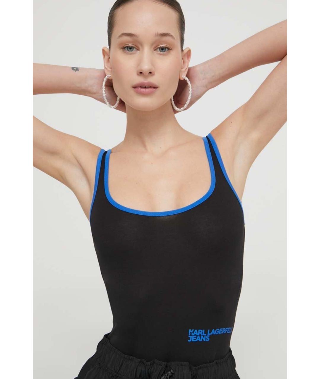 KARL LAGERFELD Черное хлопко-эластановое боди, фото 4