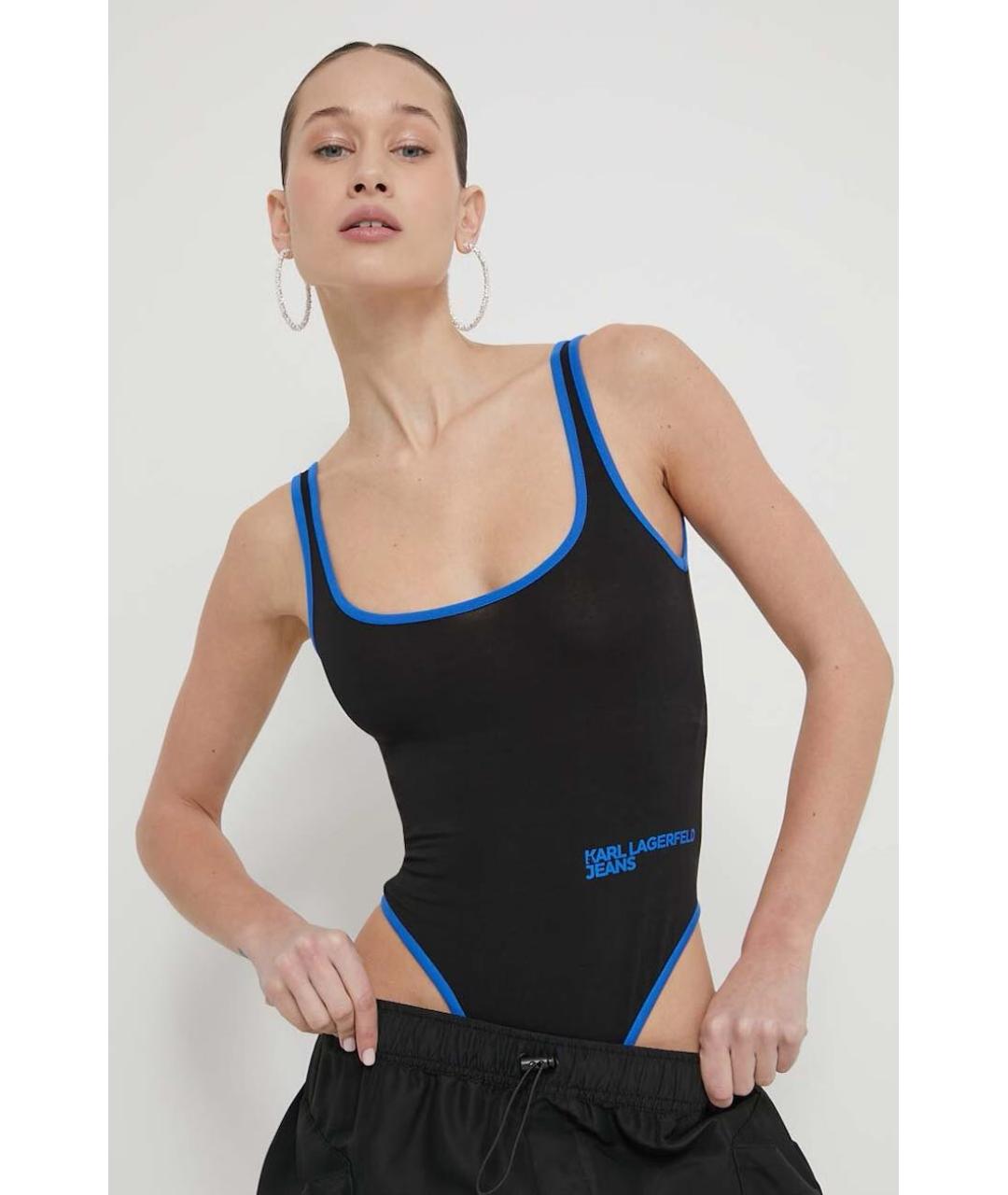 KARL LAGERFELD Черное хлопко-эластановое боди, фото 2