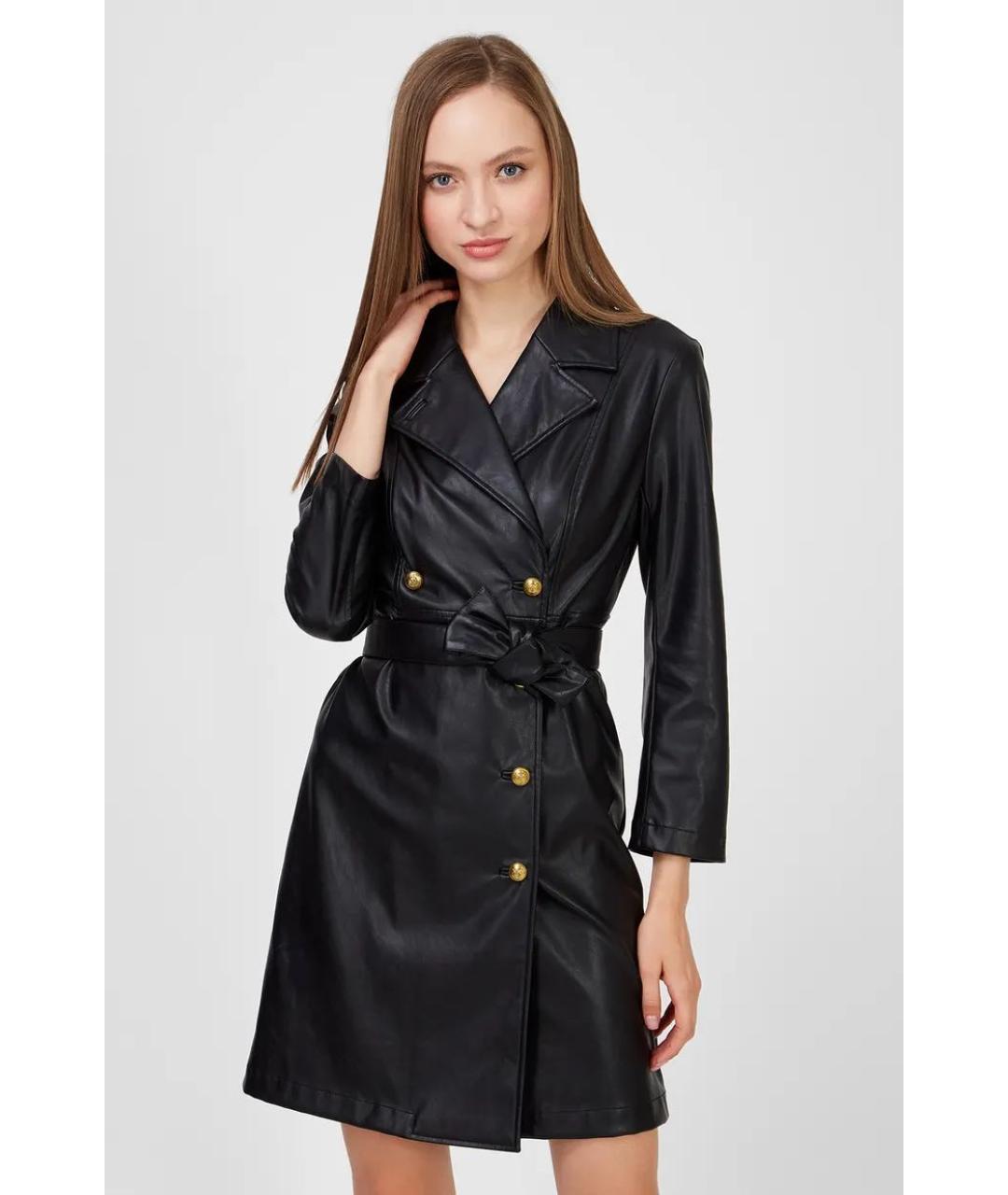 PINKO Черное полиуретановое вечернее платье, фото 2