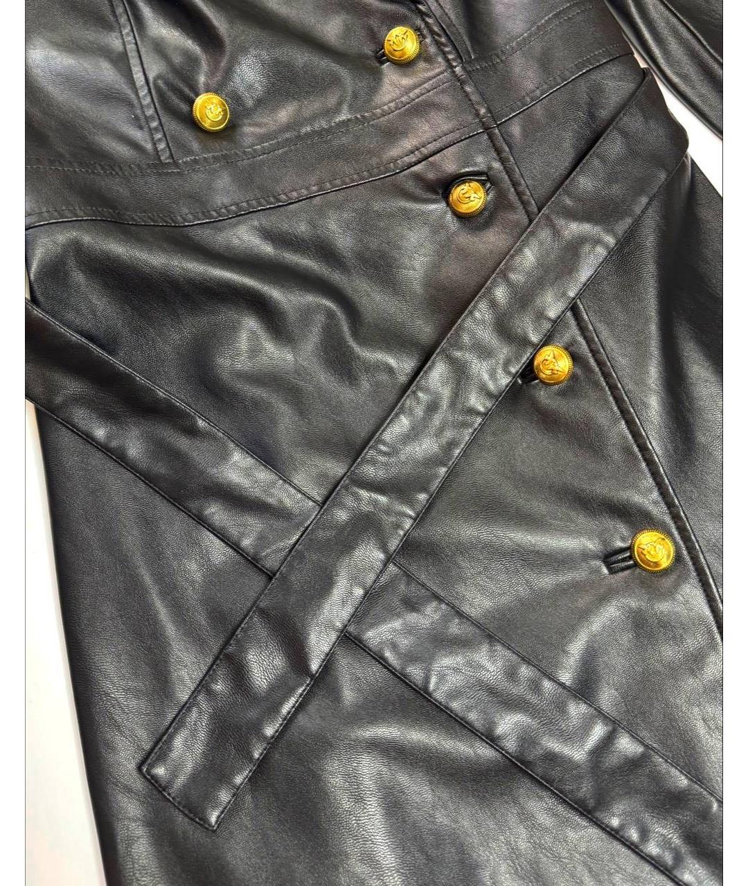 PINKO Черное полиуретановое вечернее платье, фото 6