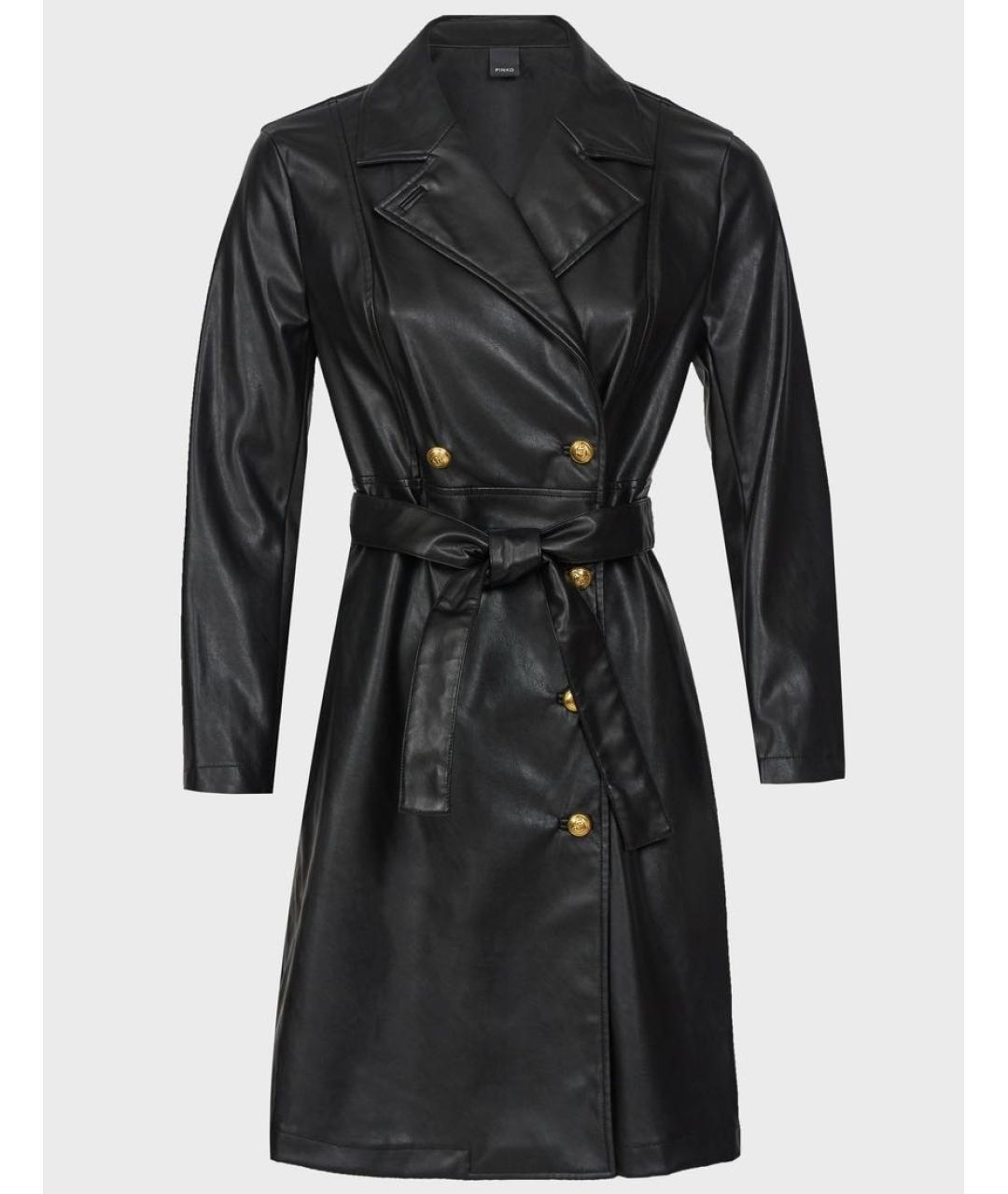 PINKO Черное полиуретановое вечернее платье, фото 7