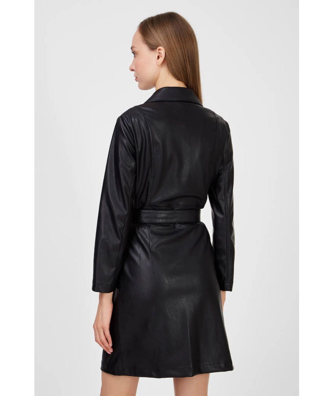 PINKO Черное полиуретановое вечернее платье, фото 3